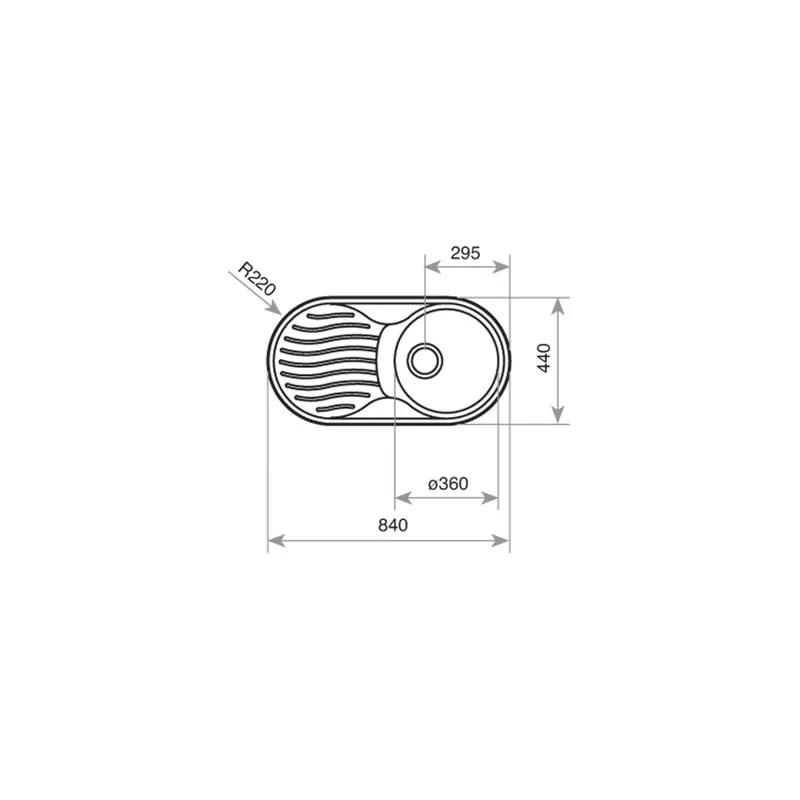 Fregadero Teka DR-80 1C 1E 840 x 440 mm reversible en acero inoxidable con diseño ovalado y un compartimento amplio