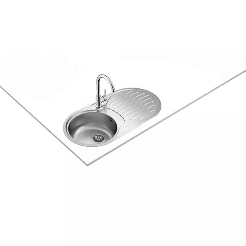Fregadero Teka DR-80 1C 1E 840 x 440 mm reversible de acero inoxidable con diseño moderno y superficie pulida.
