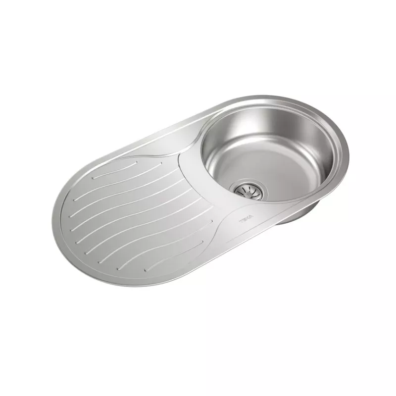 Fregadero Teka DR-80 1C 1E 840 x 440 mm reversible de acero inoxidable con diseño moderno y superficie pulida.