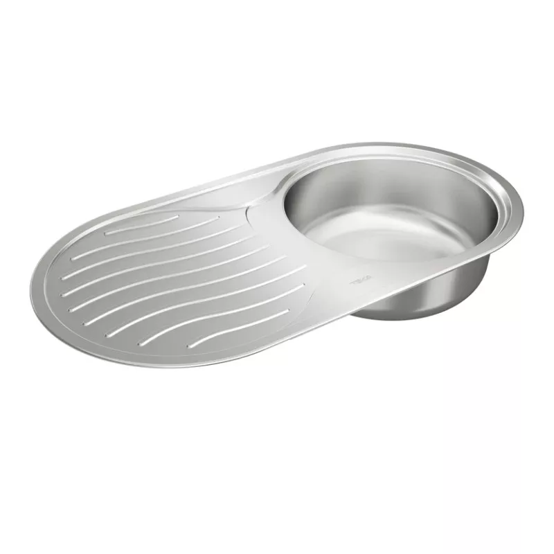 Fregadero Teka DR-80 1C 1E 840 x 440 mm reversible de acero inoxidable con diseño moderno y superficie pulida.