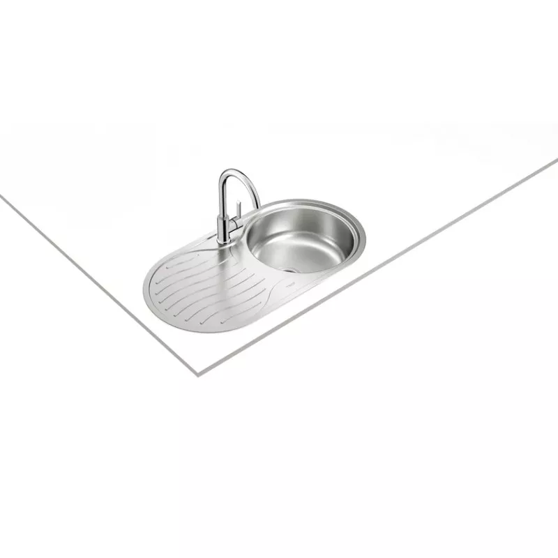 Fregadero Teka DR-80 1C 1E 840 x 440 mm reversible de acero inoxidable con diseño elegante y superficies pulidas.