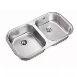 Fregadero Teka Stylo 2C 828 x 485 mm 2 cubetas de acero inoxidable con diseño moderno y acabado pulido.