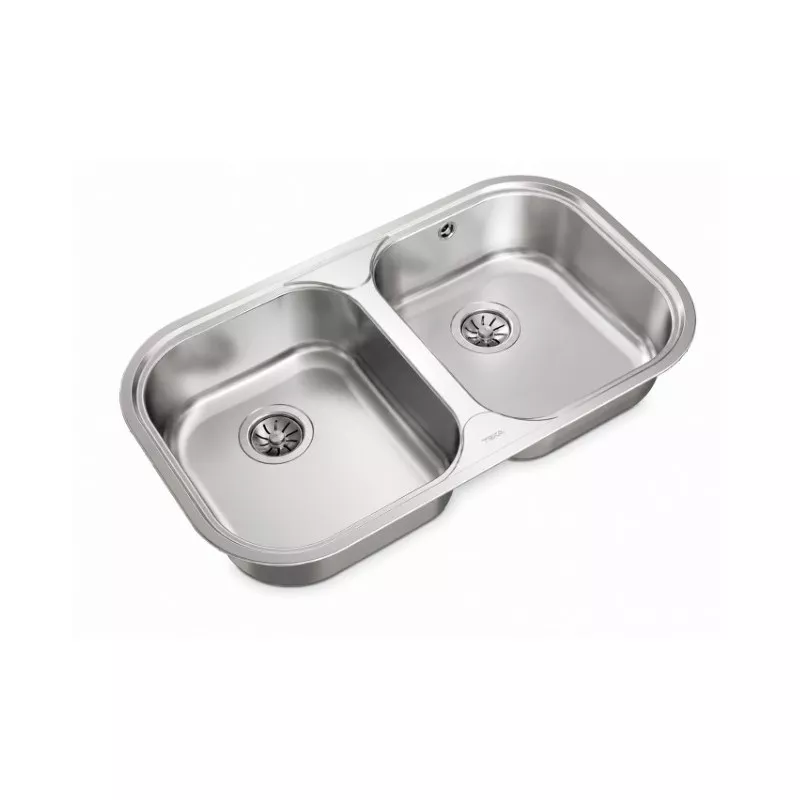 Fregadero Teka Stylo 2C 828 x 485 mm 2 cubetas de acero inoxidable con diseño moderno y acabado pulido.