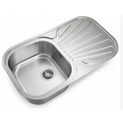 Fregadero Teka Stylo 1C 1E 830 x 485 mm reversible de acero inoxidable con diseño moderno y superficie pulida.