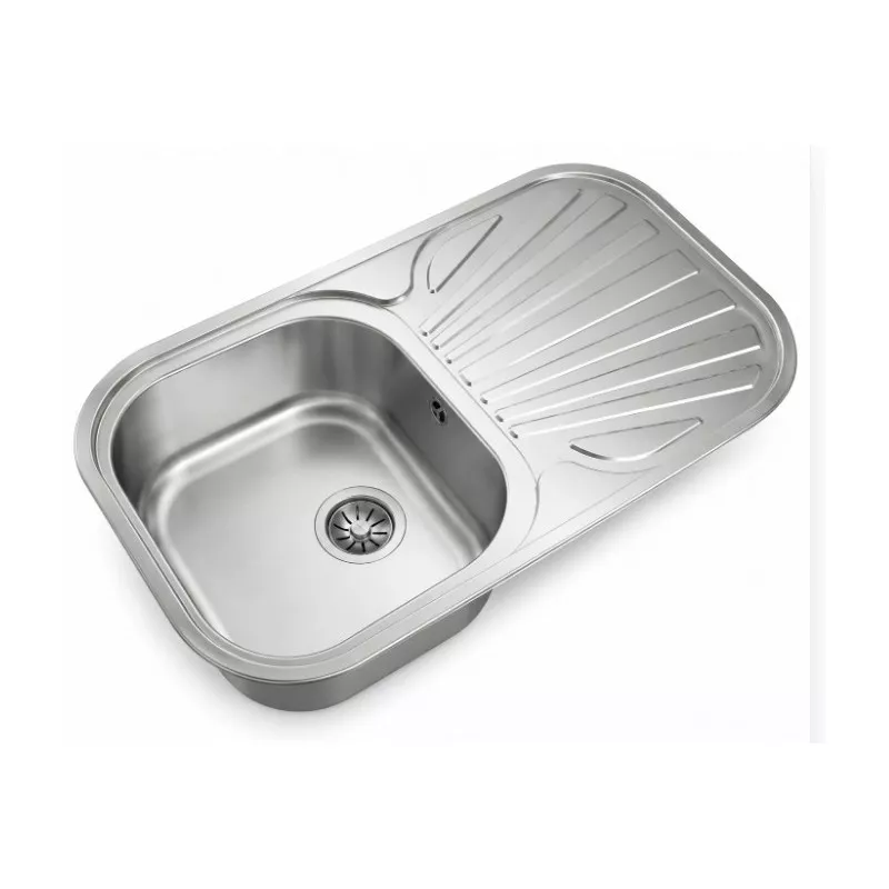 Fregadero Teka Stylo 1C 1E 830 x 485 mm reversible de acero inoxidable con diseño moderno y superficie pulida.