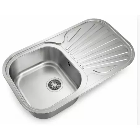 Fregadero Teka Stylo 1C 1E 830 x 485 mm reversible de acero inoxidable con diseño moderno y superficie pulida.