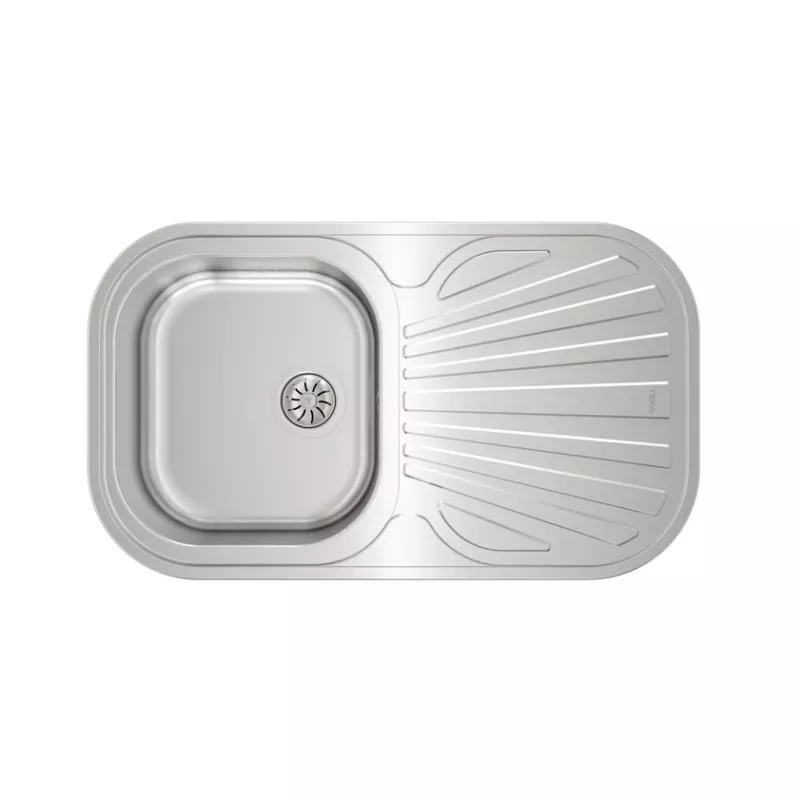 Fregadero Teka Stylo 1C 1E 830 x 485 mm reversible en acero inoxidable con diseño moderno y superficie satinada.