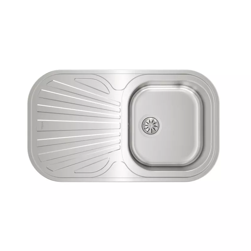 Fregadero Teka Stylo 1C 1E 830 x 485 mm reversible de acero inoxidable con diseño moderno y acabado brillante.