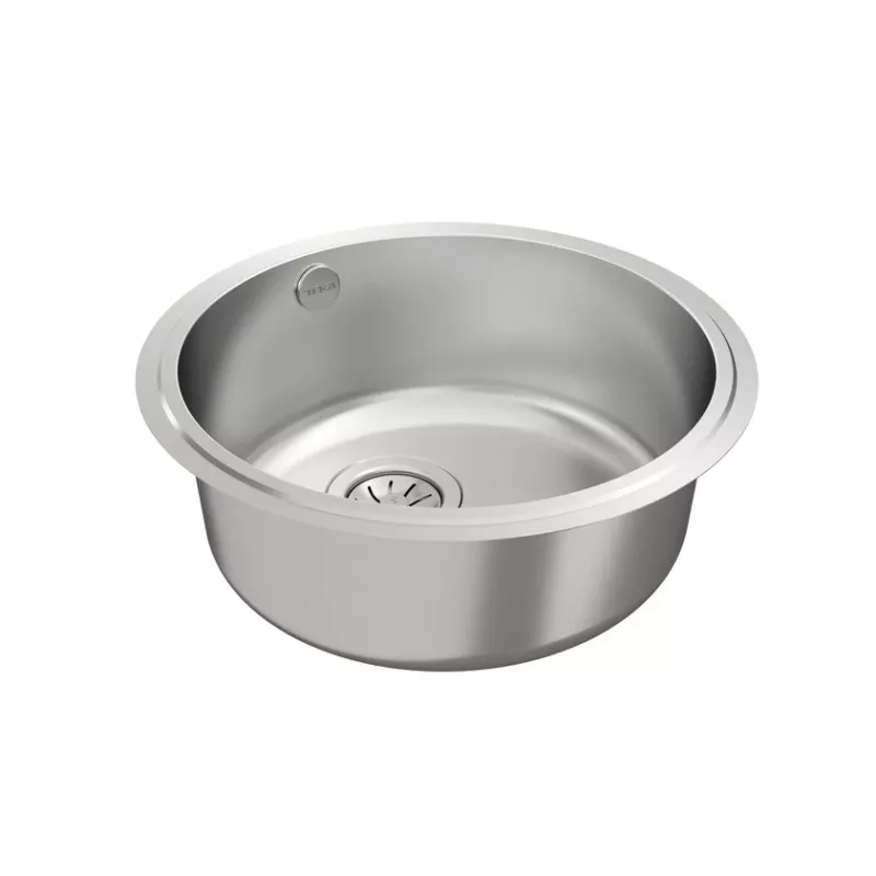 Fregadero Teka BE Ø390 bajo encimera redondo de acero inoxidable pulido, diseño moderno y elegante.