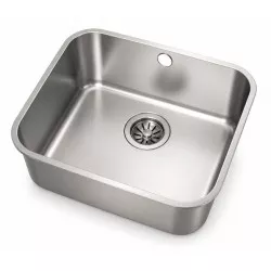 Fregadero Teka BE 45.40 bajo encimera de acero inoxidable, cuadrado 450 x 400 mm con un diseño moderno.