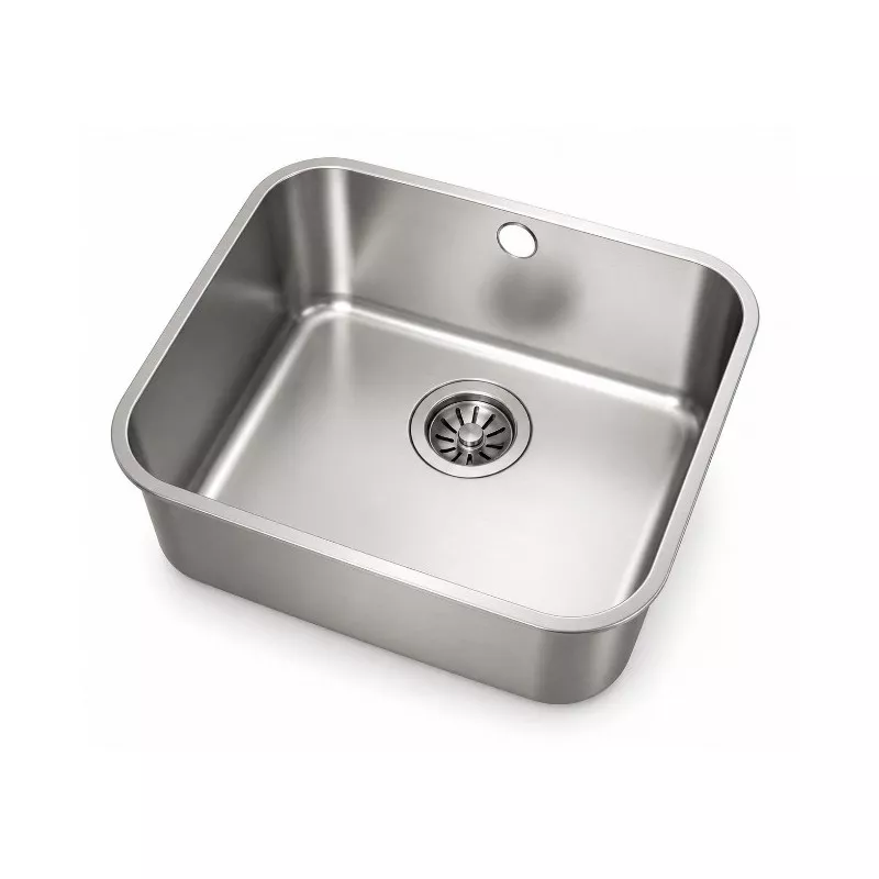 Fregadero Teka BE 45.40 bajo encimera de acero inoxidable, cuadrado 450 x 400 mm con un diseño moderno.