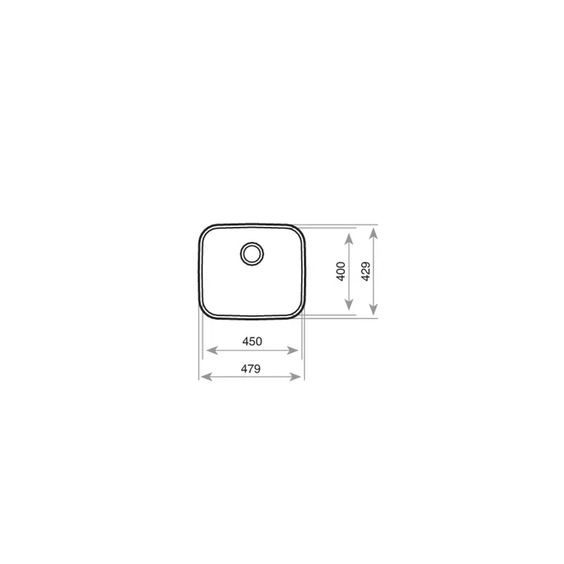 Fregadero Teka BE 45.40 bajo encimera de acero inoxidable, acabado mate y dimensiones 450 x 400 mm.