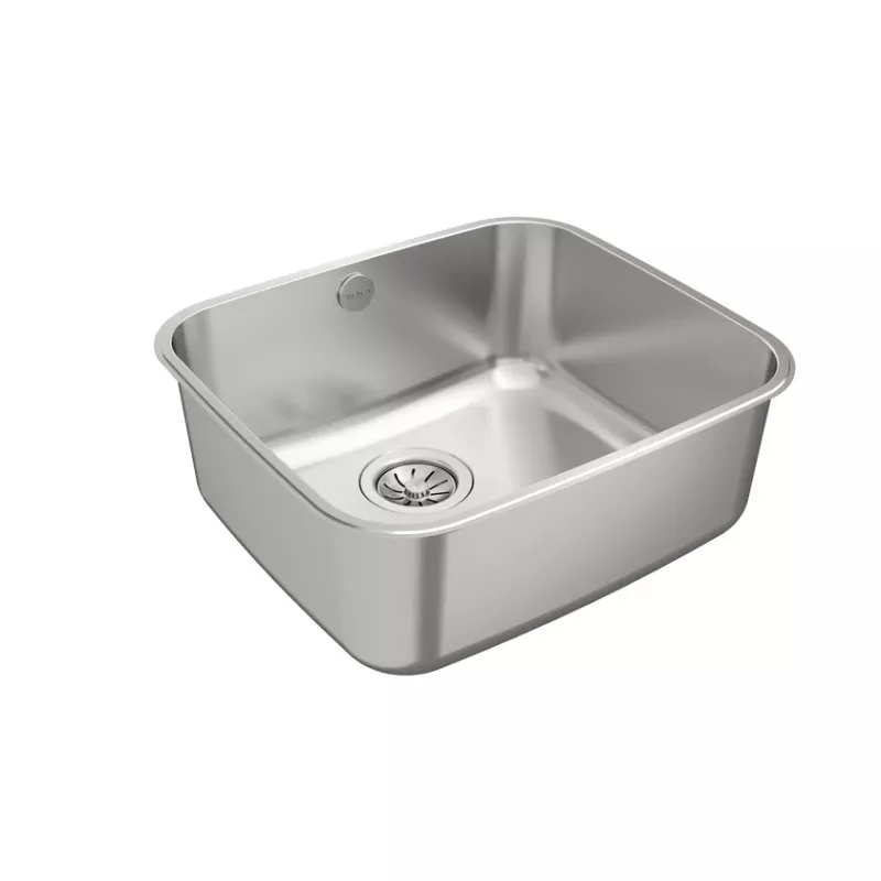 Fregadero Teka BE 45.40 de acero inoxidable bajo encimera 450 x 400 mm con diseño cuadrado y acabado pulido.
