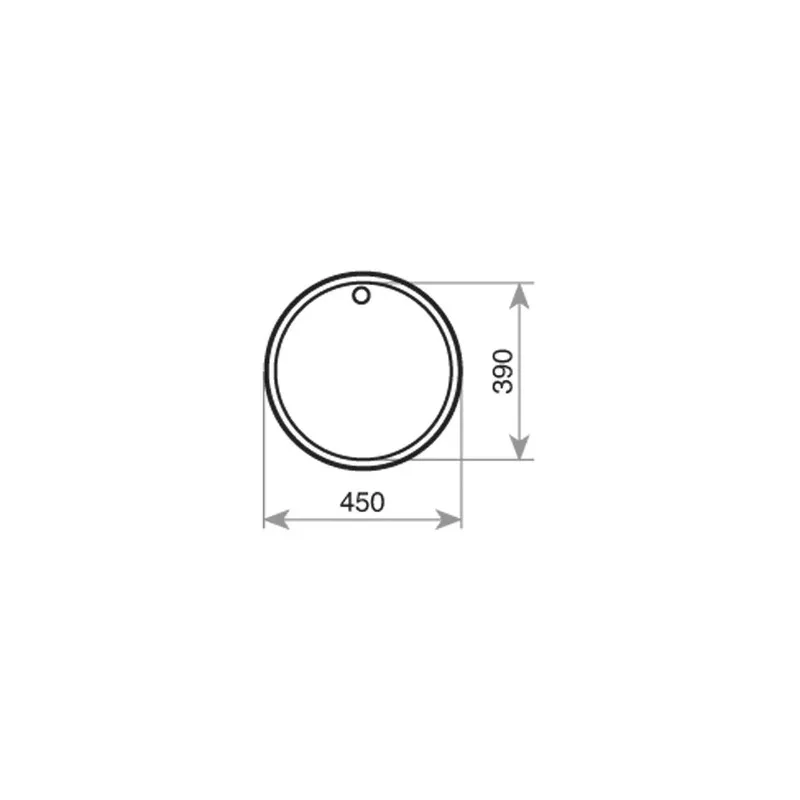 Fregadero Teka ERC 1C redondo Ø450 mm en acero inoxidable con acabado pulido y agujero para grifo.