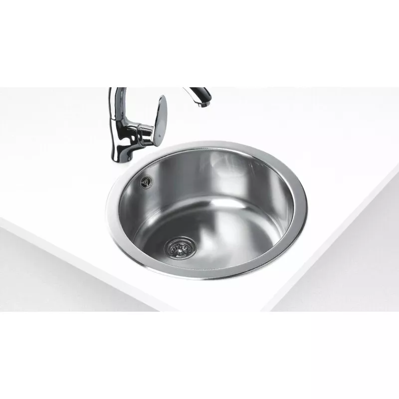Fregadero Teka ERC 1C redondo Ø450 mm en acero inoxidable brillante con diseño moderno y acabado pulido.
