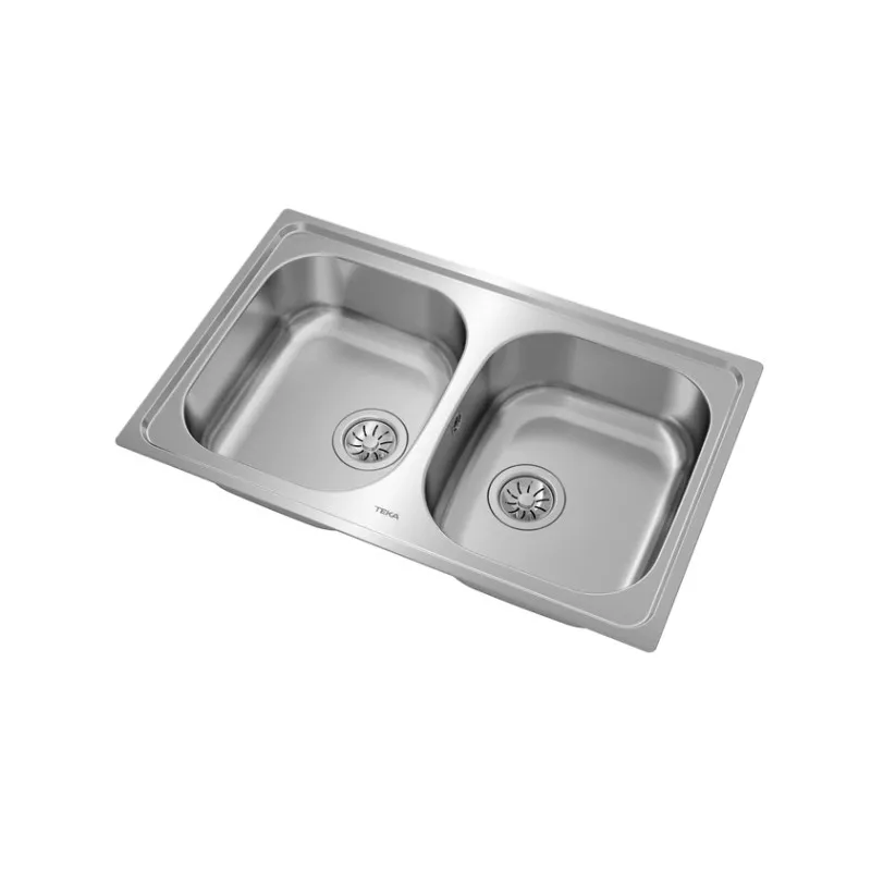 Fregadero Teka Universe 80 T-XP 2C 790 x 500 mm de acero inoxidable con dos cubetas y diseño moderno.