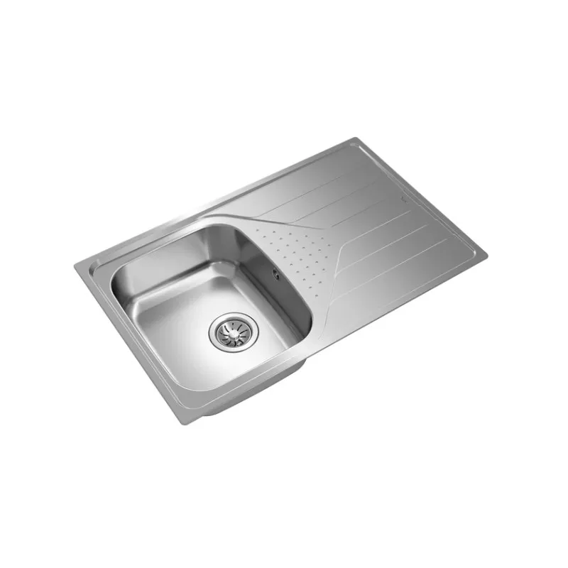 Fregadero Teka Universe 45 T-XP 1C 1E reversible de acero inoxidable con un solo tazón y escurridor integrado.
