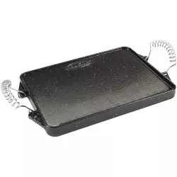 Plancha Garcima 12024 hierro fundido 24 × 43 cm con acabado esmaltado y asas de alambre resistentes