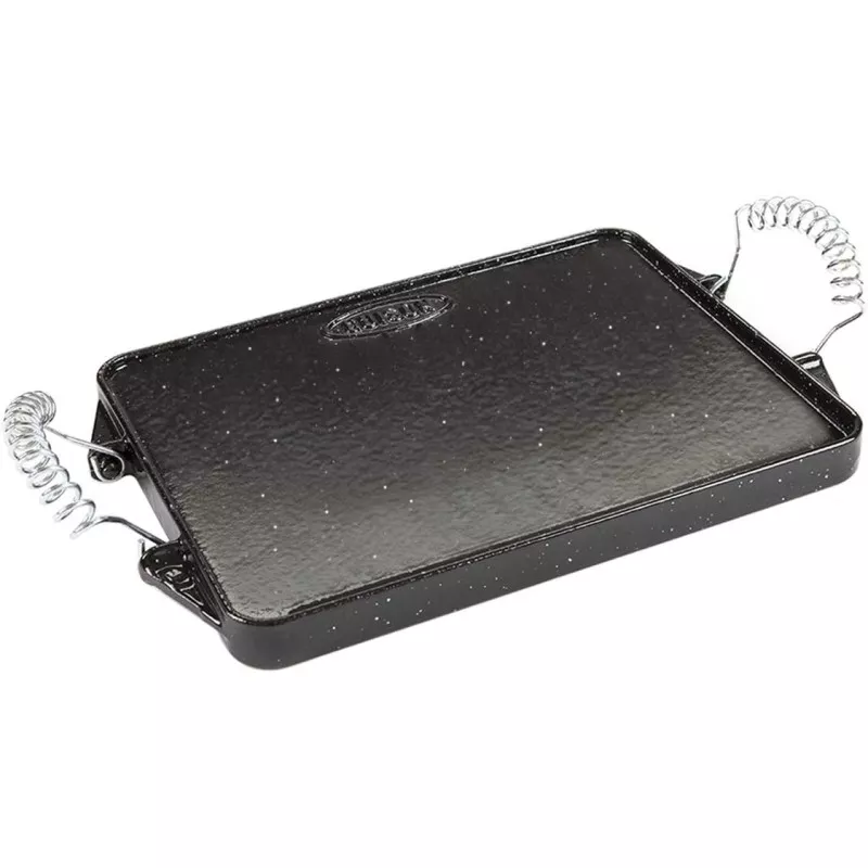 Plancha Garcima 12024 hierro fundido 24 × 43 cm con acabado esmaltado y asas de alambre resistentes