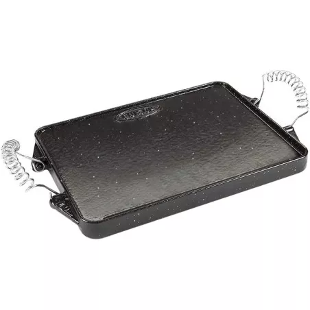 Plancha Garcima 12024 hierro fundido 24 × 43 cm con acabado esmaltado y asas de alambre resistentes