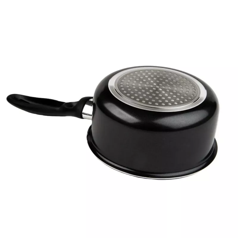 Cazo de aluminio Vier 640 12 cm para inducción en color negro con diseño antideslizante y acabado uniforme.
