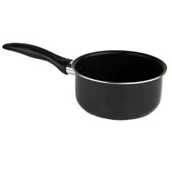 Cazo de aluminio Vier 643 18 cm para inducción, color negro con mango ergonómico y acabado antiadherente.