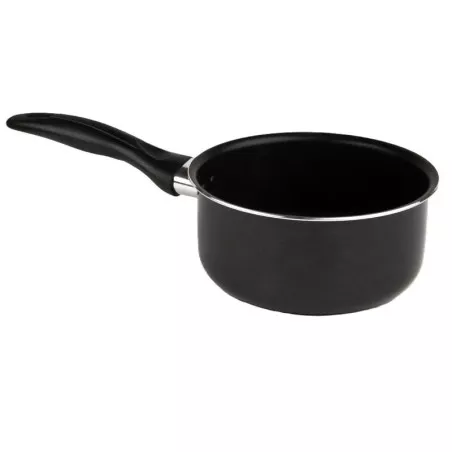 Cazo de aluminio Vier 643 18 cm para inducción, color negro con mango ergonómico y acabado antiadherente.