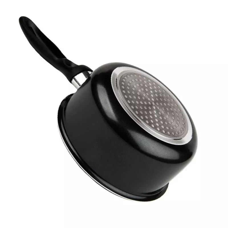 Cazo de aluminio Vier 643 de 18 cm para inducción, color negro mate con diseño moderno y asa ergonómica.