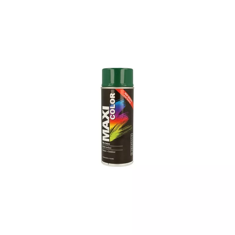 Pintura en spray Maxi Color RAL 6005 verde brillo 400 ml con acabado brillante y alta cobertura para diversas superficies