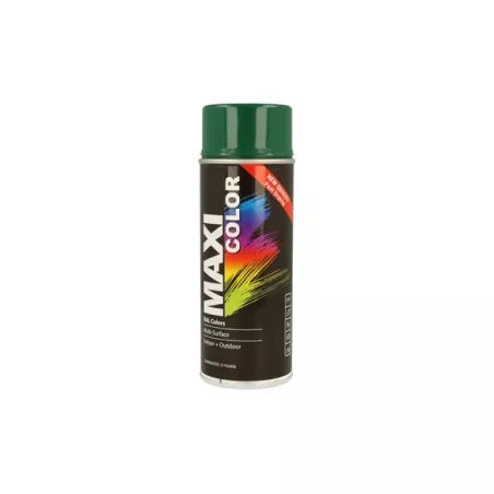 Pintura en spray Maxi Color RAL 6005 verde brillo 400 ml con acabado brillante y alta cobertura para diversas superficies