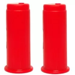 Juego de mangos rojos Theca 2500908 para almacén, fabricados en plástico duradero y diseño ergonómico.