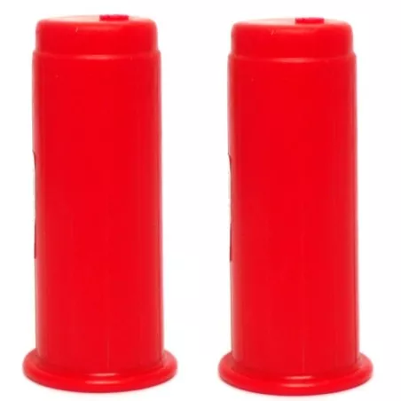 Juego de mangos rojos Theca 2500908 para almacén, fabricados en plástico duradero y diseño ergonómico.