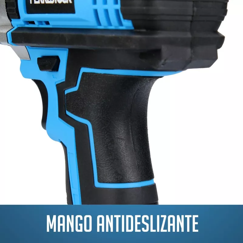 Taladro percutor Ferrestock FSKTAB101 21 V 1,5 Ah con mango antideslizante y diseño ergonómico en azul y negro