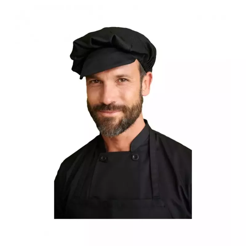 Cofia con visera Monza 04004 negra talla única de algodón, diseño clásico y cómodo para uso profesional.