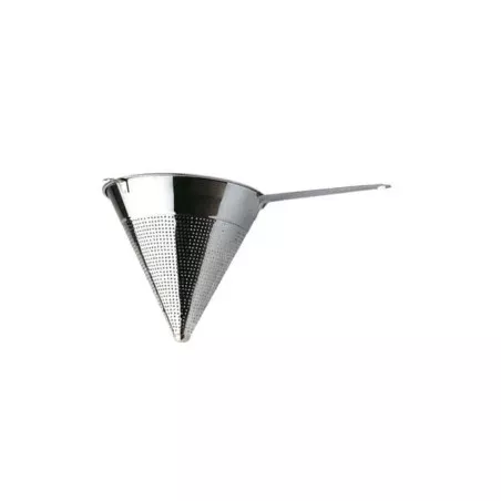 Colador chino Ilsa 116 de acero inoxidable pulido, diseño cónico, diámetro de 20 cm y mango ergonómico.