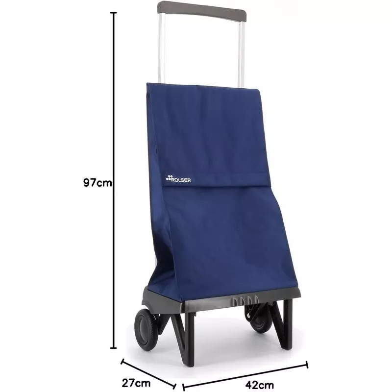 Carro Rolser Plegamatic PLE001 40 L azul Klein plegable, con ruedas y diseño ligero de tejido resistente.