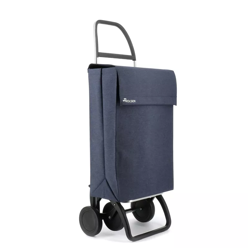 Carro Rolser Jean Tweed JEA034 4 ruedas marino de tela resistente, diseño elegante y manejable para fácil transporte.
