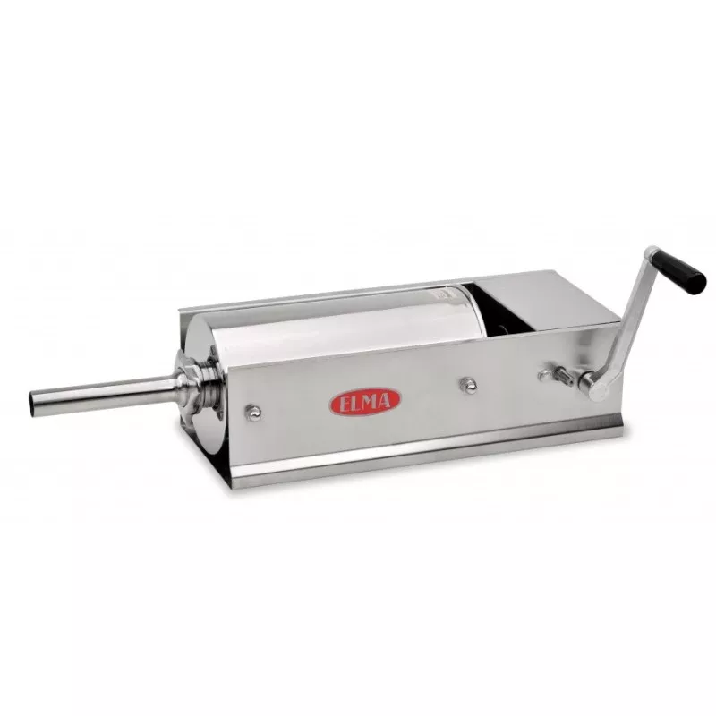 Embutidora horizontal Elma 36.10.0 inox 10 kg de acero inoxidable con diseño robusto y mango ergonómico para uso fácil.