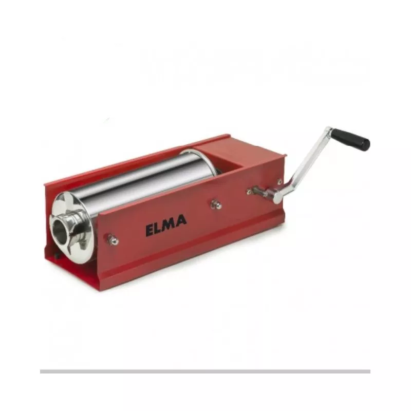 Embutidora horizontal Elma RED 46.06.0 de 6 kg en color rojo, acero inoxidable y diseño compacto.