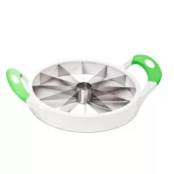 Tabla para cortar pan con cajón Mecaplast de plástico blanco y verde, con diseño funcional y cajón integrado.