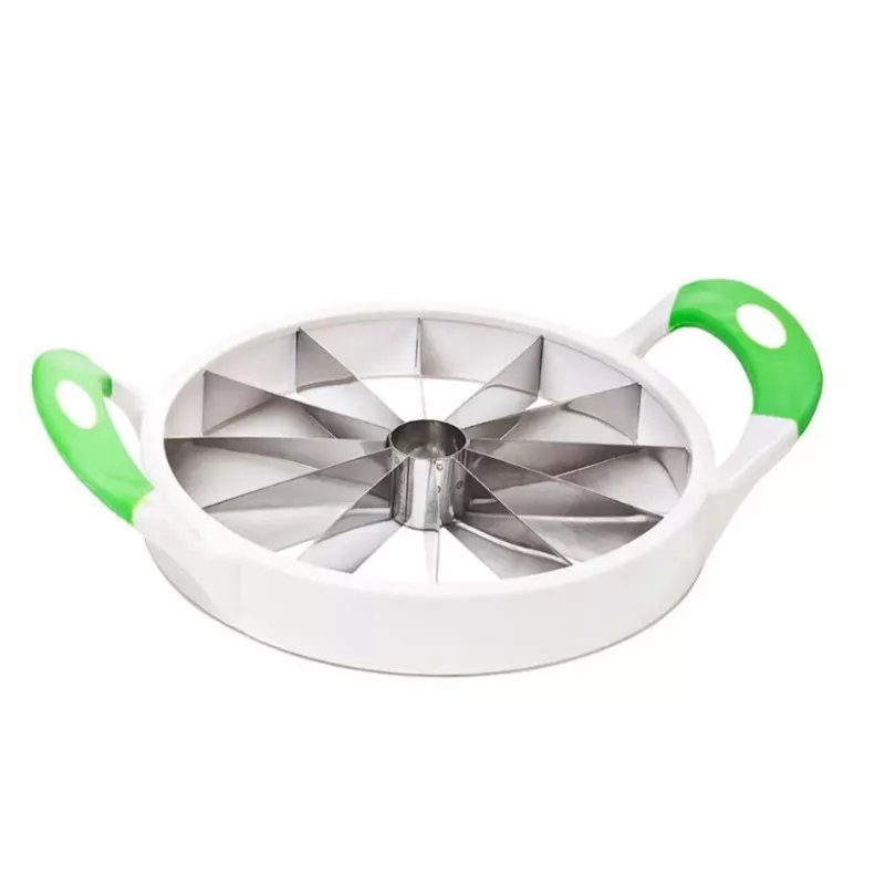 Tabla para cortar pan con cajón Mecaplast de plástico blanco y verde, con diseño funcional y cajón integrado.