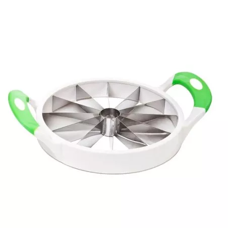 Tabla para cortar pan con cajón Mecaplast de plástico blanco y verde, con diseño funcional y cajón integrado.
