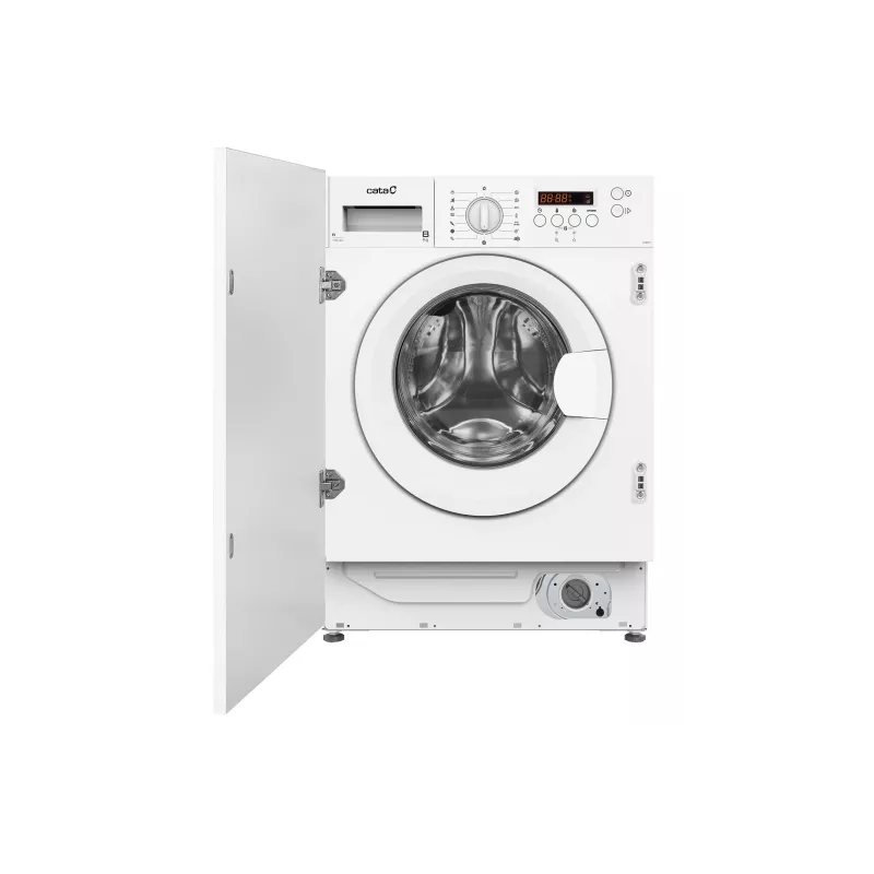 Lavadora integrable Cata LI 08014/A 8 kg – carga frontal, 1400 rpm, color blanco con panel de control digital y acabado en acero