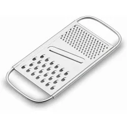 Rallador plano Lacor 60301 inox con tres usos, mide 25,8 x 11,5 cm, acabado en acero inoxidable brillante.