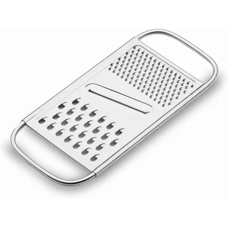 Rallador plano Lacor 60301 inox con tres usos, mide 25,8 x 11,5 cm, acabado en acero inoxidable brillante.