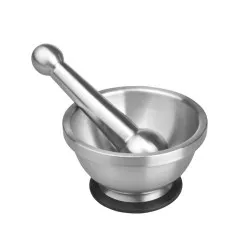 Mortero Ibili 722600 de acero inoxidable 13,5 cm con diseño pulido y base antideslizante para mejor estabilidad