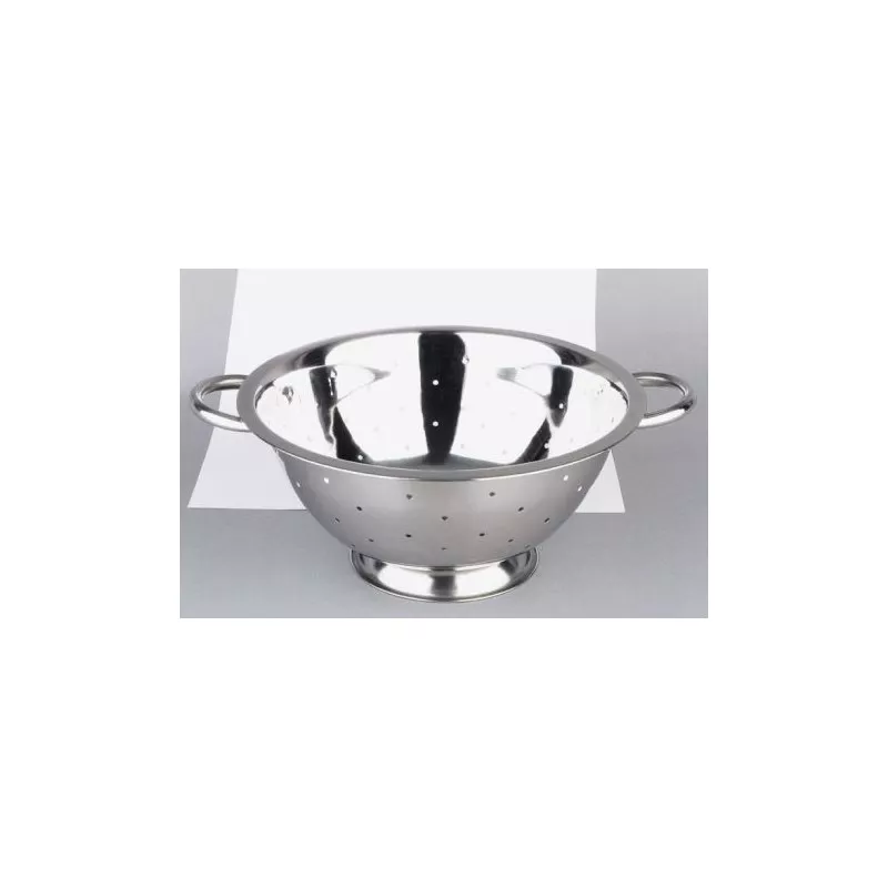 Escurridor Ibili Clásica 711124 inox brillante con pie de 24 cm y asas para un fácil manejo.