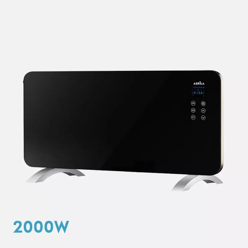 Emisor térmico de cristal Fabrilamp Himalaya 2000 W negro con diseño elegante y control táctil.