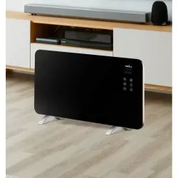 Emisor térmico de cristal Fabrilamp Himalaya 1500 W en color negro con diseño moderno y control digital.