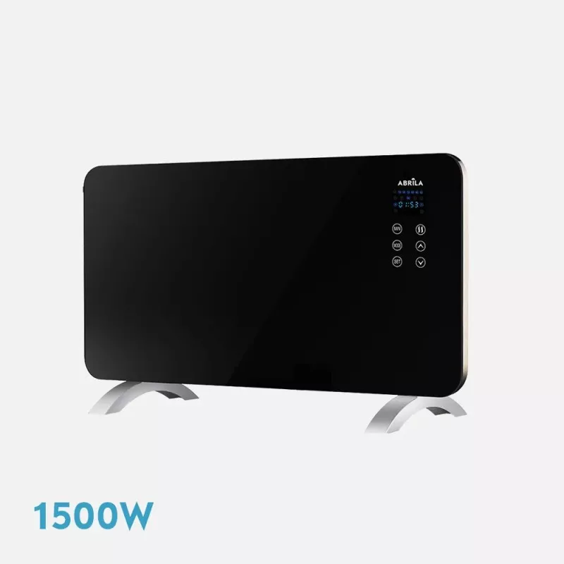 Emisor térmico de cristal Fabrilamp Himalaya 1500 W negro con diseño moderno y pantalla digital táctil.